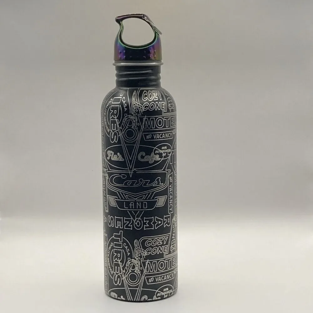 New Disney Parks Cars Land Neon Lights Stainless Steel Water Bottle